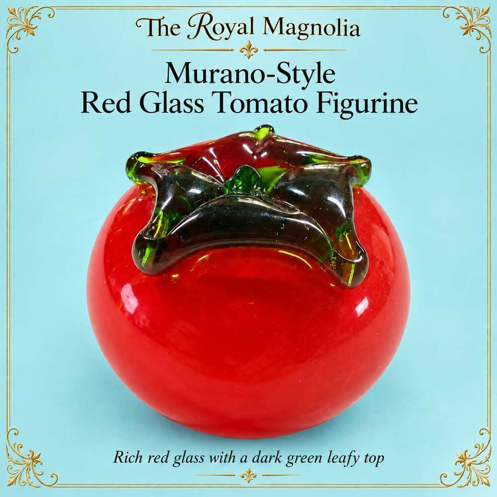 Murano-Style Hand Blown Red Glass Tomato Figurine
